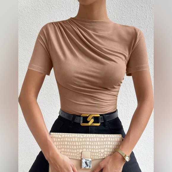 SHEIN Tops - Elegant Tan Women's bodysuit